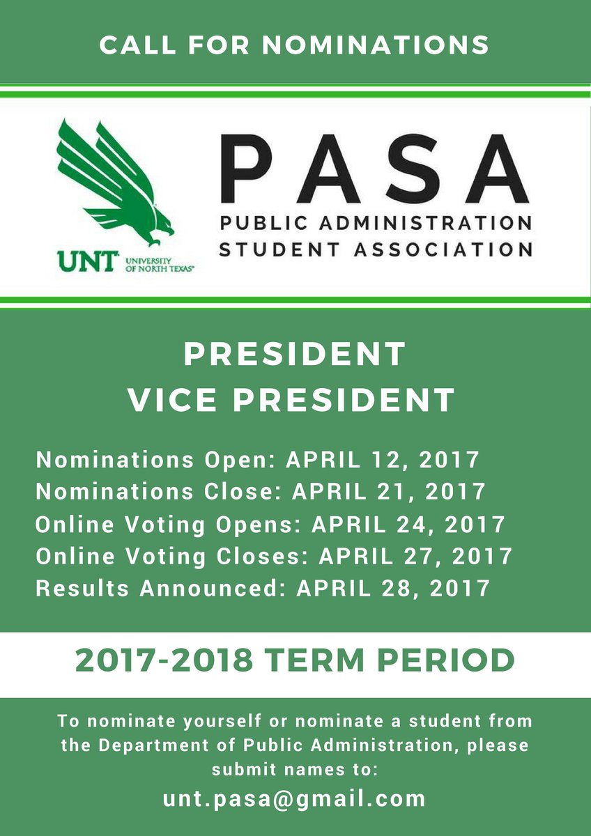 PASA President and Vice President elections are coming up! Follow the information below to nominate someone or yourself for the position.