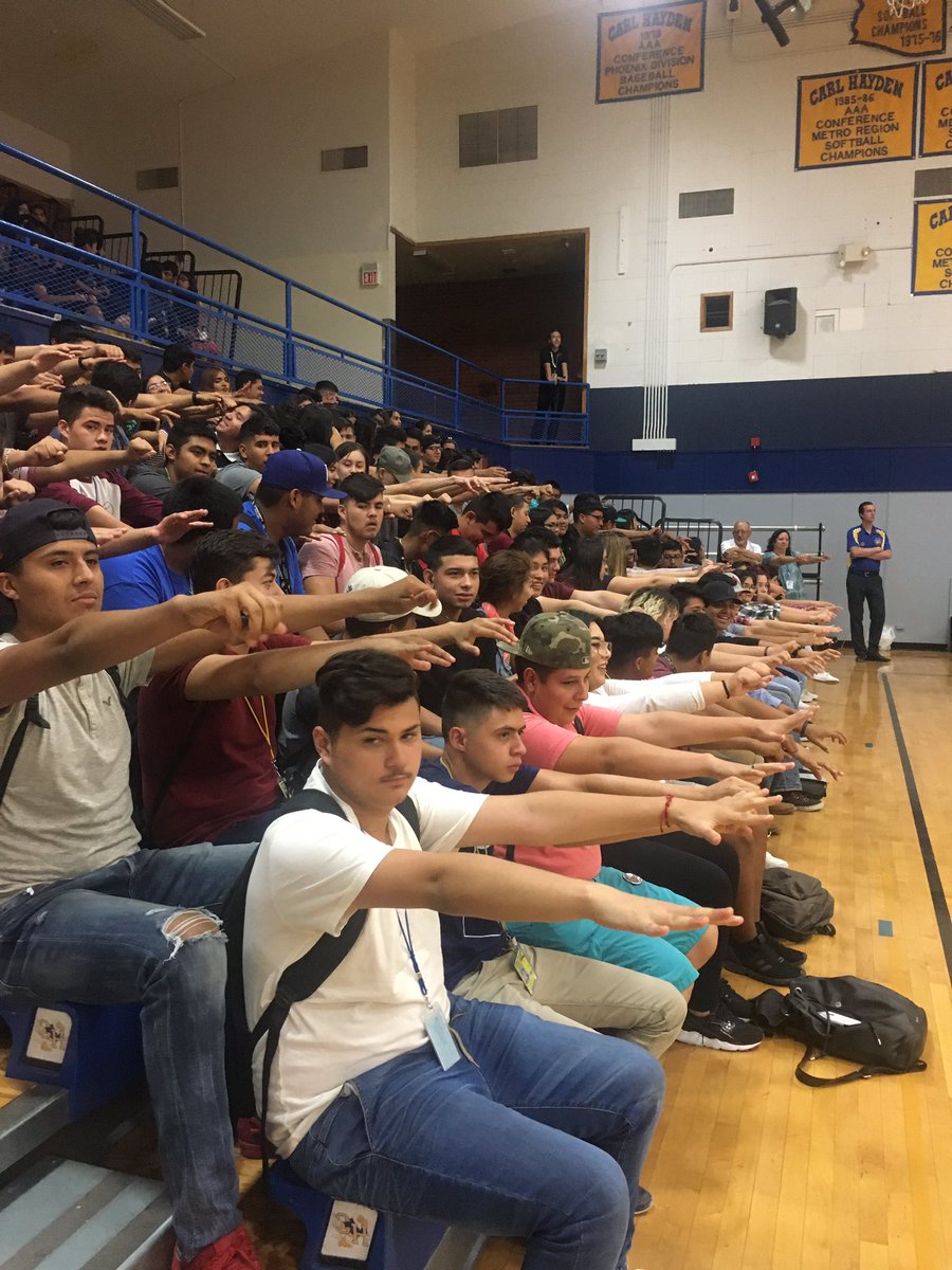 CarlHaydenHigh's tweet photo. Carl Hayden's first ACT Pep Rally keynote speaker was our own Fredi Lajvardi followed by Toby Wright and David Cunnigham! #phoenixunionHS https://t.co/fGttdFBxcT