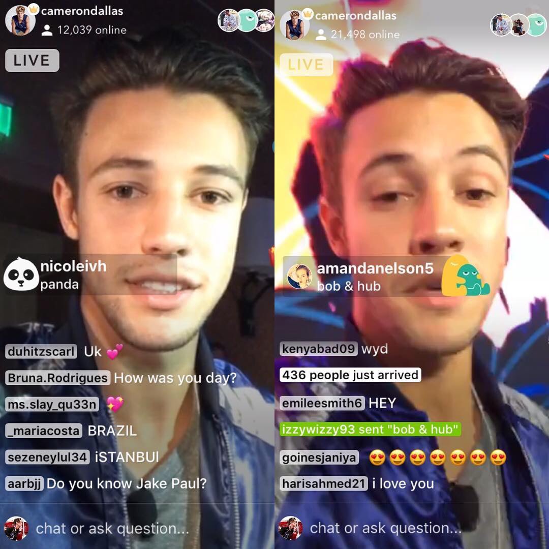 Cam is looking good on his live today 😍👍 <a href="/camerondallas/">Cameron Dallas</a> <a href="/TheGinaBina77/">Gina B</a>  <a href="/SierraDallas/">Sierra Dallas</a>