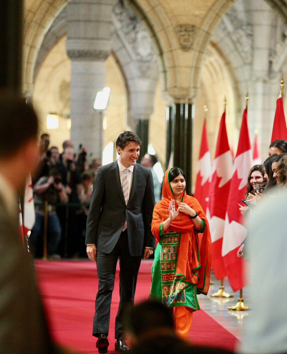 Canada's tweet photo. Congratulations to #Malala Yousafzai on becoming an Honorary Canadian Citizen today, an honour shared by only five others #Canada150 https://t.co/krlQhMRkJ7