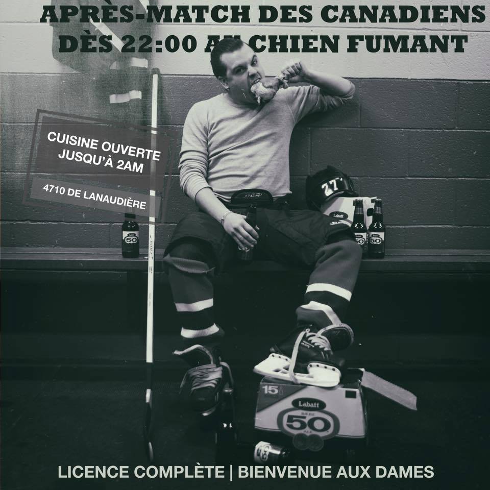 5 plats à partager pour 30$/personne même après le hockey! | Réservations 514-524-2444 #5pour30 #latenight #chienfumant #gocanadiensgo