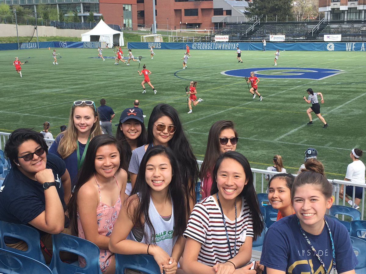Students of the game! Watching the <a href="/HoyasWLax/">Georgetown Lacrosse</a> bring home the W. #jagslax #gohoyas #HoyaSaxa
