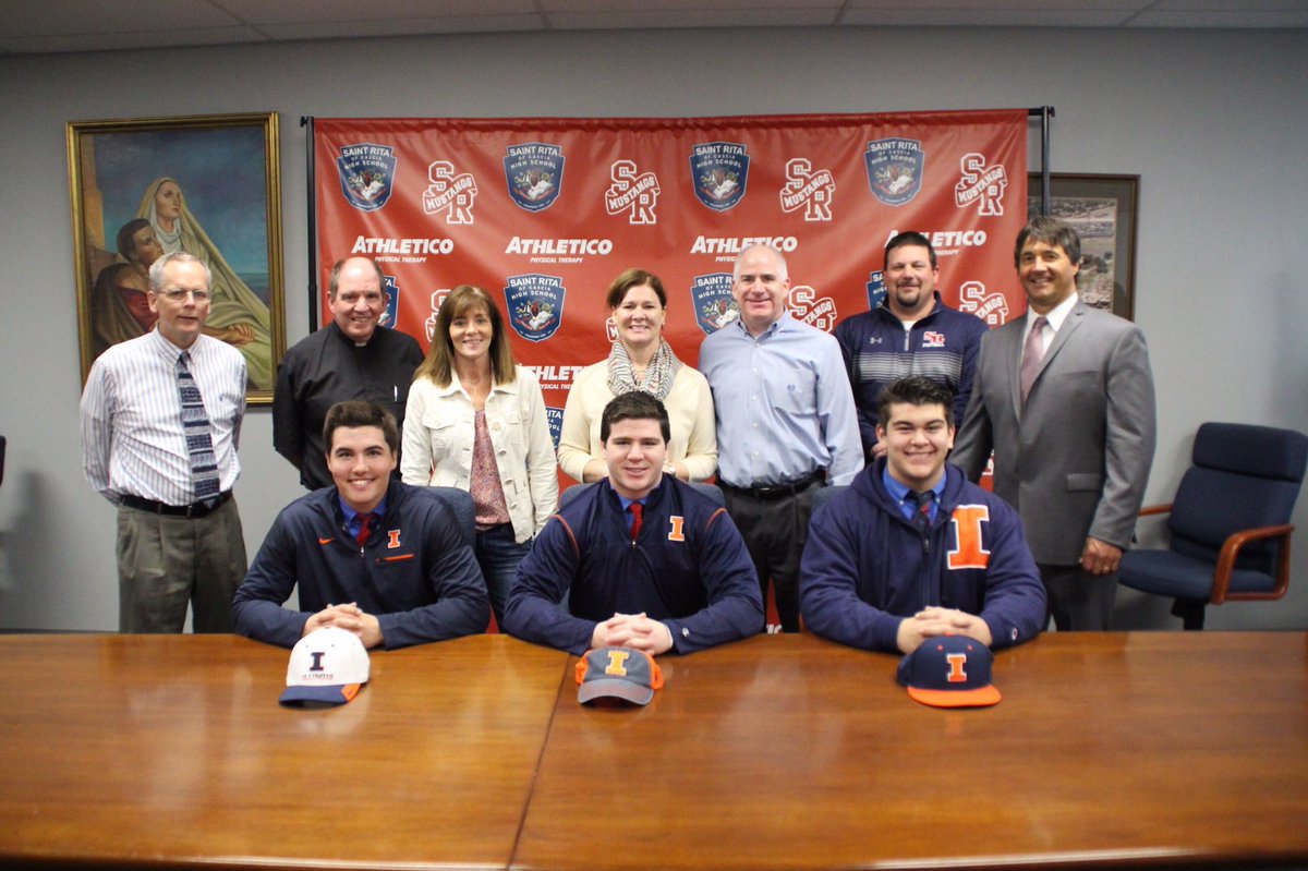 StRitaAthletics's tweet photo. Yesterday was exciting for SR athletics w/ numerous college signings, including Connor Kelly, Sean Coghlan &amp; Jake Stover to @IlliniFootball https://t.co/2hMi9e5WdV