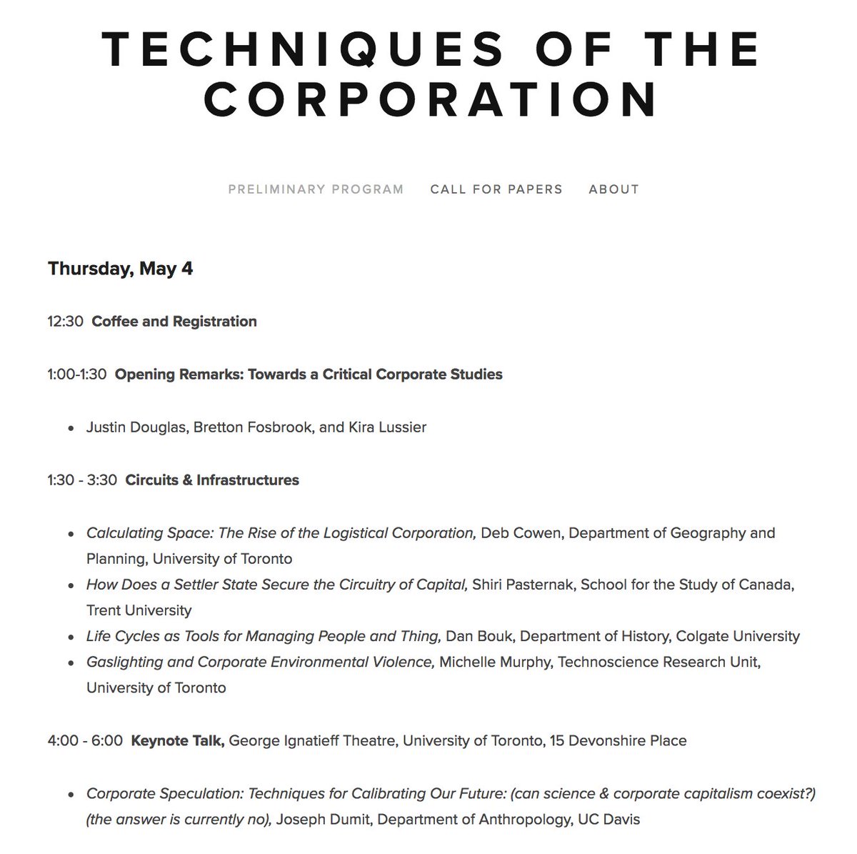 TECHNIQUES OF THE CORPORATION 4-6 May @UofT Preliminary Program: corporatetechniques.com/preliminary-pr… #corporatetechniques #historyofcapitalism #histsci