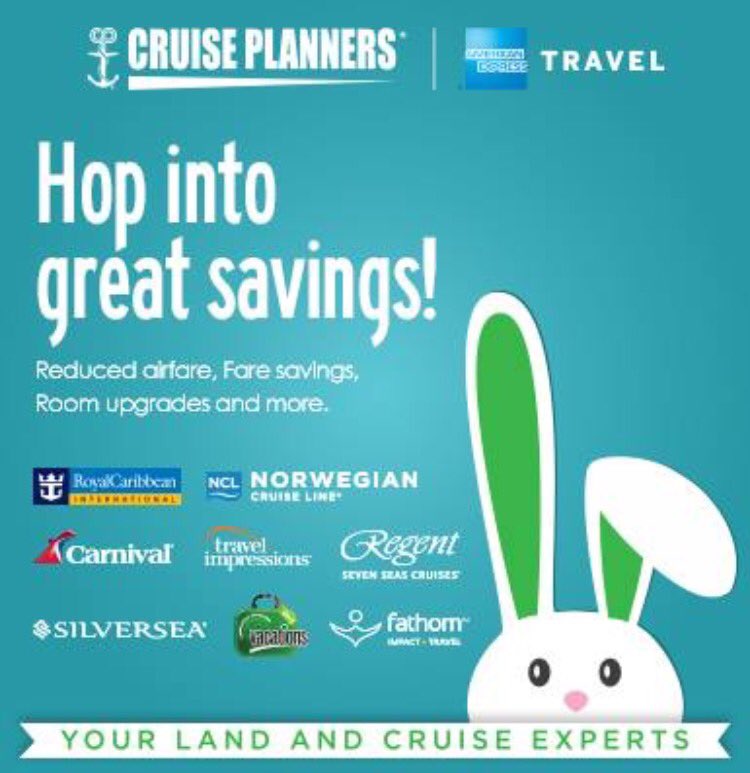 Cosmoexperience's tweet image. Calling all travel peeps! Contact me today to fill your basket with great savings before they hop away.