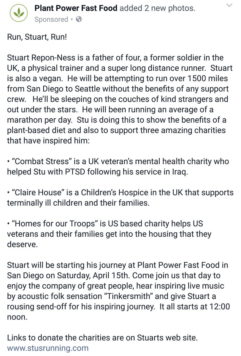 blissbreathlife's tweet photo. Check it out! @stus_running is #RUNNING 1,500 miles (marathon/day) from #SanDiego to #Seattle 2 raise awareness 4 #VETS &amp; #KIDS! ~GO STU! 🏃💖 https://t.co/5vvDmMS5Vn