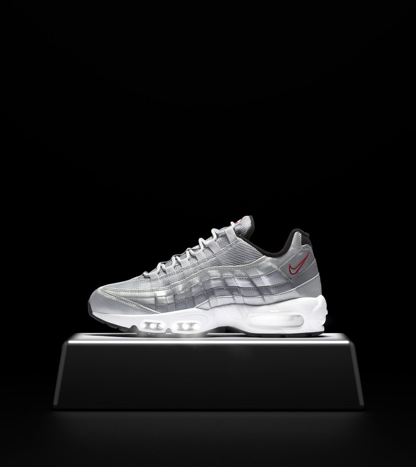 air max 95 silver bullet on feet