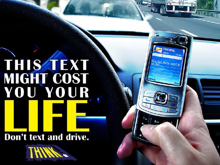 Soon I will drive home and see many texting while driving, even on LINCOLN DRIVE.  Do not text while driving!