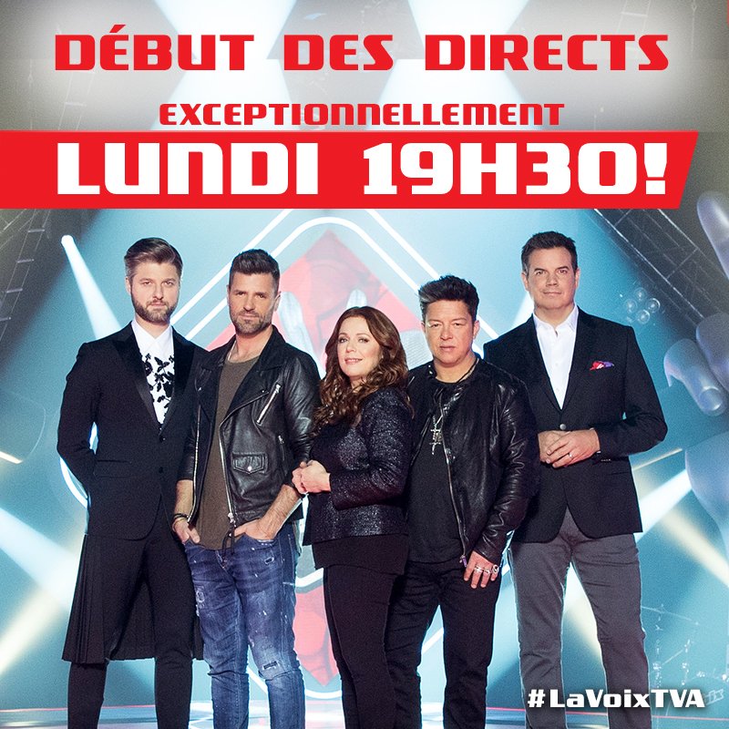 NOTEZ BIEN: le premier DIRECT sera diffusé exceptionnellement LUNDI à 19H30➡️bit.ly/2oAb2zZ Joyeuses Pâques à tous! ;-) #LaVoixTVA