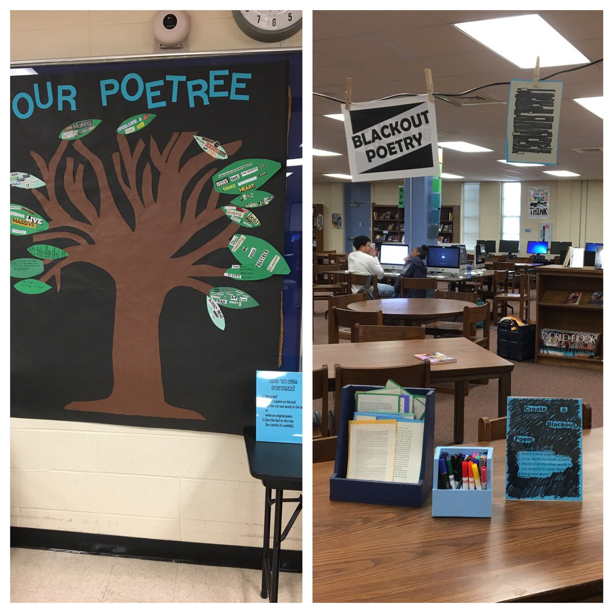 NECHSLibrary's tweet photo. Come create some poetry in the library. 🔮🗝✏️🆒💭#poetrymonth https://t.co/bYP1cY5lop
