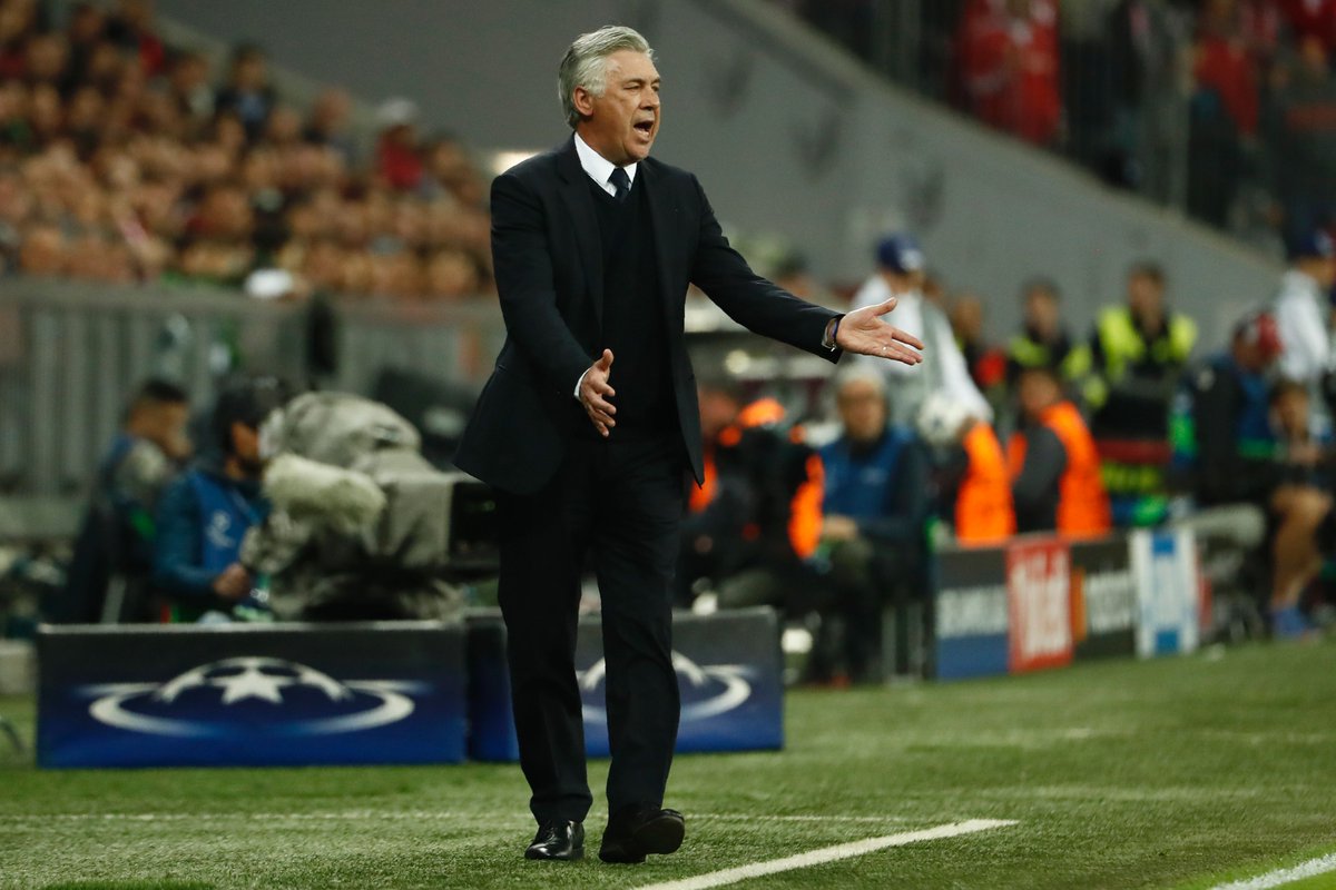 ChampionsLeague's tweet photo. Ancelotti: "The small details were decisive. We missed the penalty and then they scored early in the 2nd half. It changed the game." #UCL https://t.co/5j7poZbjhv