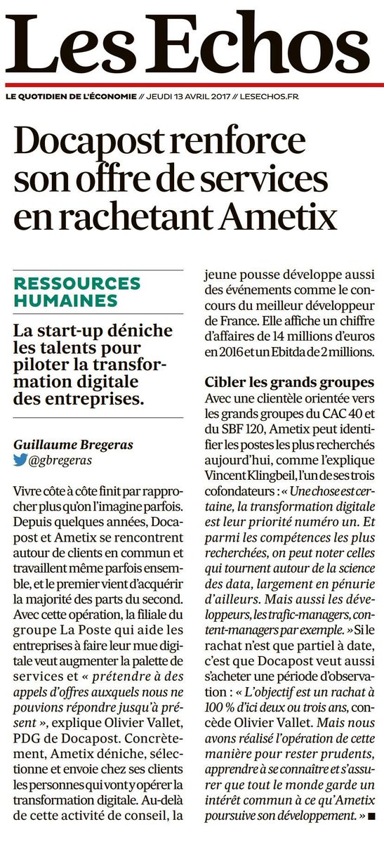 EFF0RST's tweet image. 👍 Un grand bravo à @AmetixWeb pour leur rachat par #Docapost du @GroupeLaPoste 👏
Belle aventure chez les #startup de la #TransfoDigitale 🍾🎯