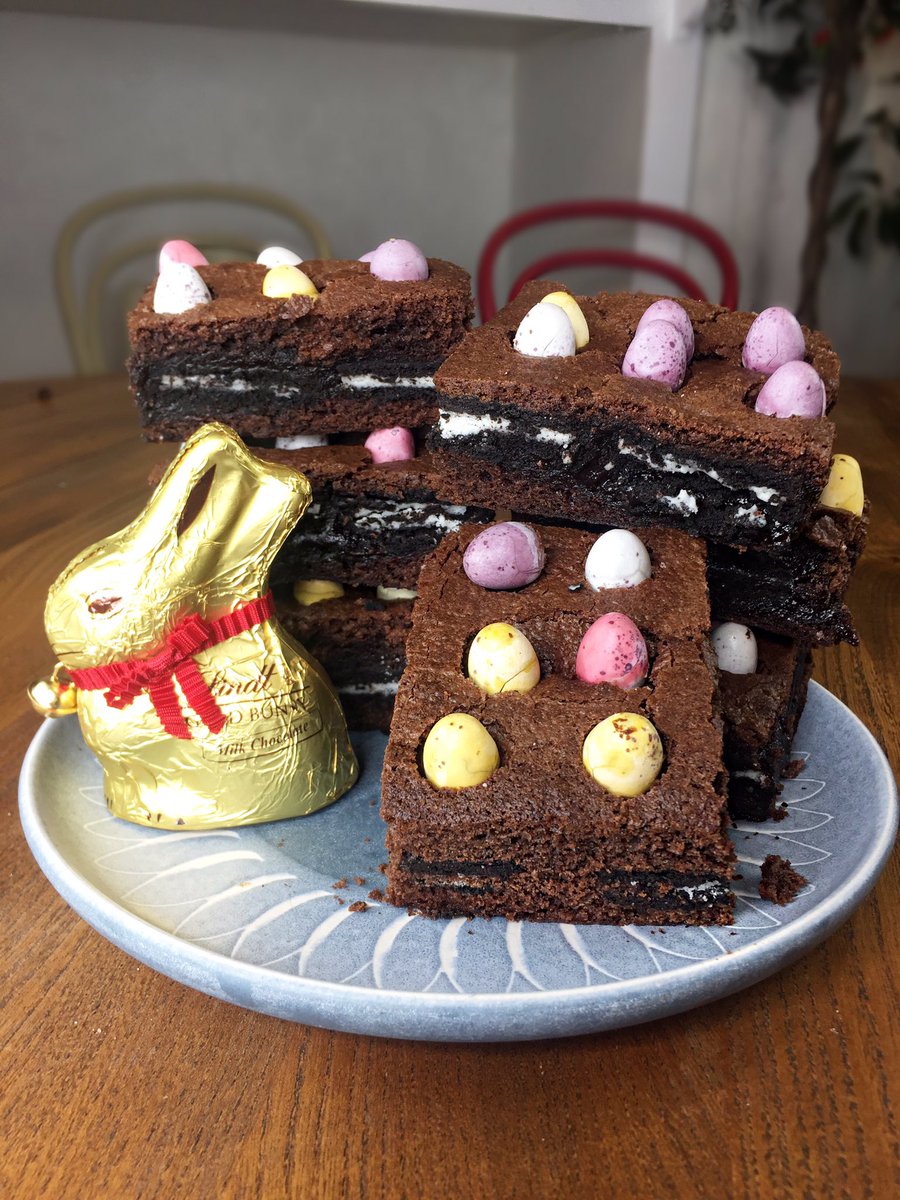 We just made <a href="/Oreo/">OREO Cookie</a> <a href="/CadburyMiniEggs/">Mini Eggs</a> Easter Brownies! Video going live on Friday ☺️😍