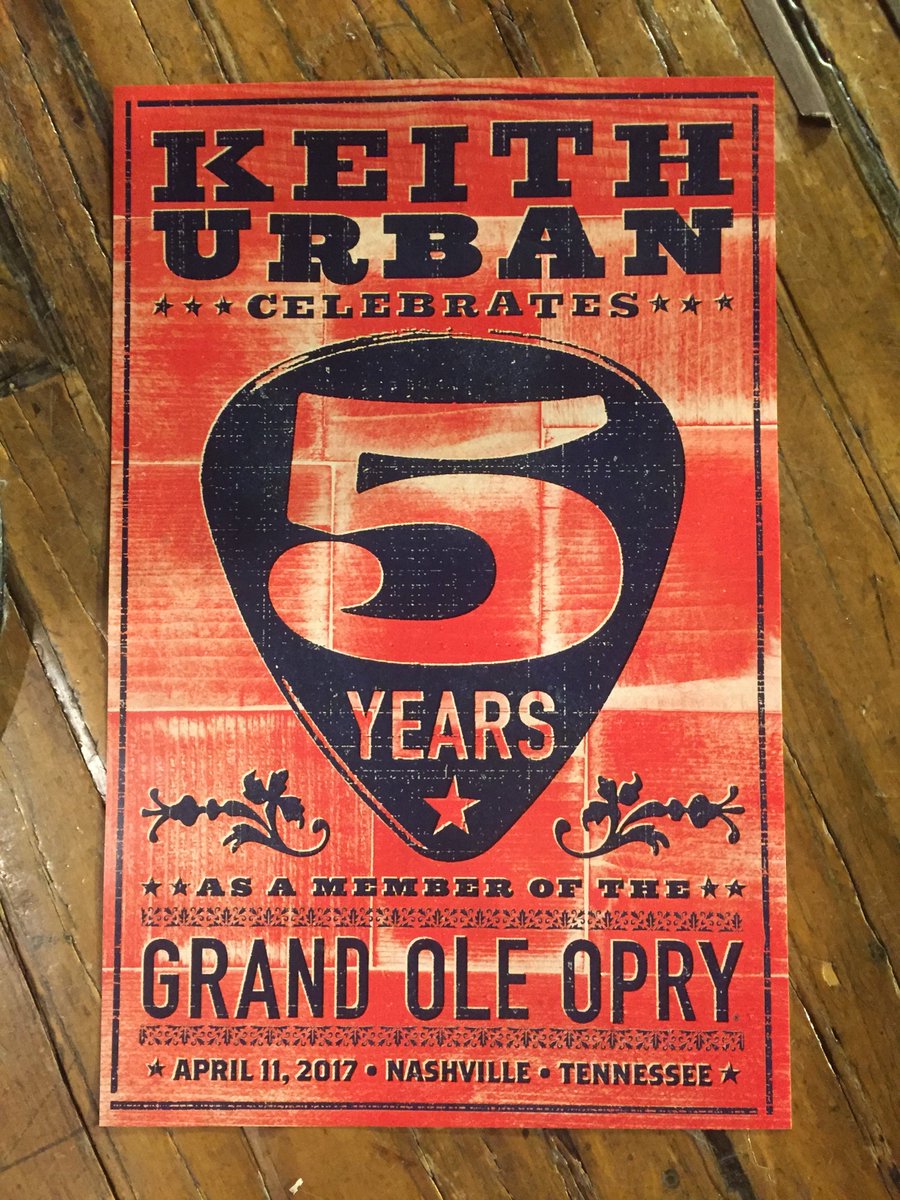 opry's tweet photo. Want to take home a piece of @KeithUrban's 5th #Opry Anniversary celebration? RT to win one of the exclusive commemorative posters! https://t.co/5utWEIIqfQ
