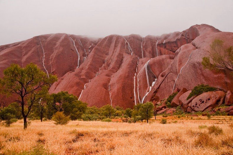 sobore's tweet photo. Waterfalls on Ayers Rock, a large sandstone rock formation in central Australia 
#travel https://t.co/bAeblQ2yfT