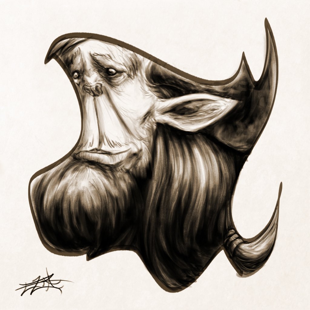 ezra_lau's tweet image. A bearded moose-type druid #shapegame #sketch