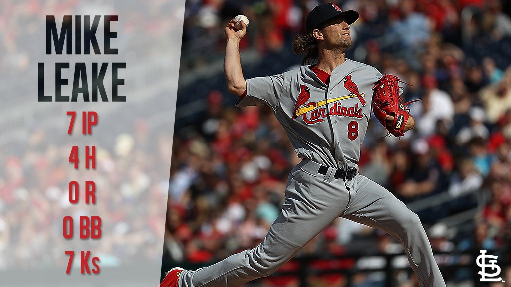Cardinals's tweet photo. What an afternoon for Mike Leake! 

Leake's ERA through 2 games: 0.60.  🔥🔥🔥 https://t.co/dgmbWXCYTv