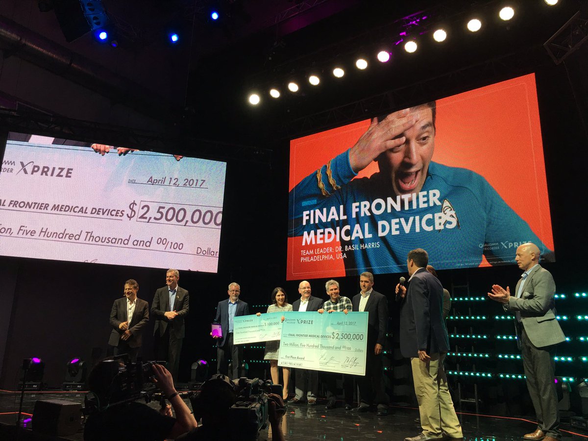 capsule_tech's tweet photo. Final Frontier didn't push the envelope on innovation- they shredded it! Congrats on winning @Qualcomm Tricorder @xprize! #TricorderXPRIZE https://t.co/qe0uHHMzQu