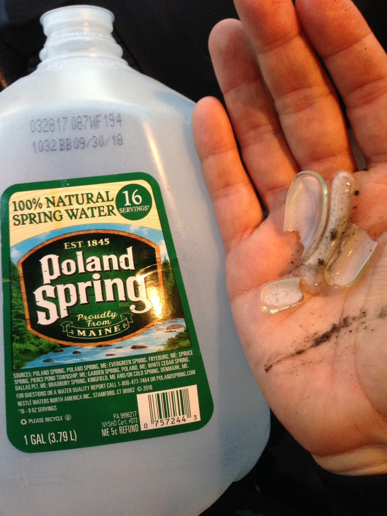 Ted_the_Butcher's tweet photo. @PolandSpringWtr Wtf?  I just found these pieces of plastic in my water... https://t.co/KTenZUkPO2