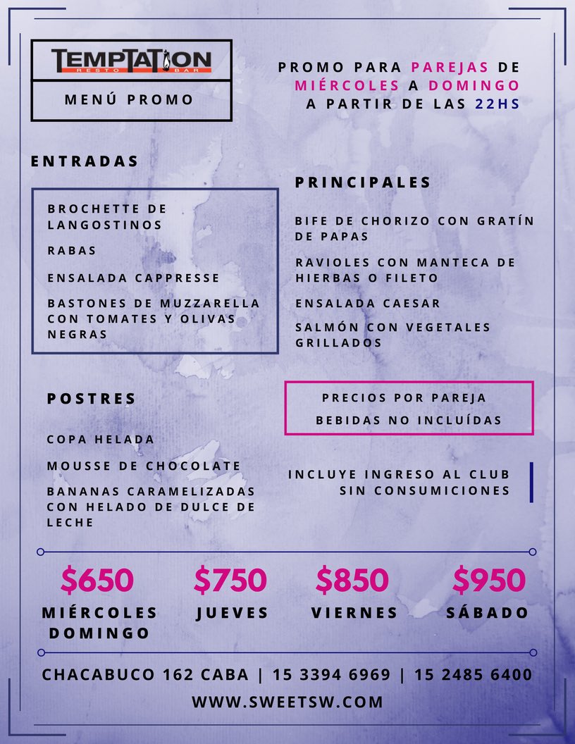 restoTempTaTion's tweet photo. ‼️ Miércoles 12 y Jueves 13 #promoParejas a precio de Viernes y por víspera de feriado no habrá Free Pass para parejas ‼️
#SemanaSanta2017 https://t.co/CJcJobSBRg