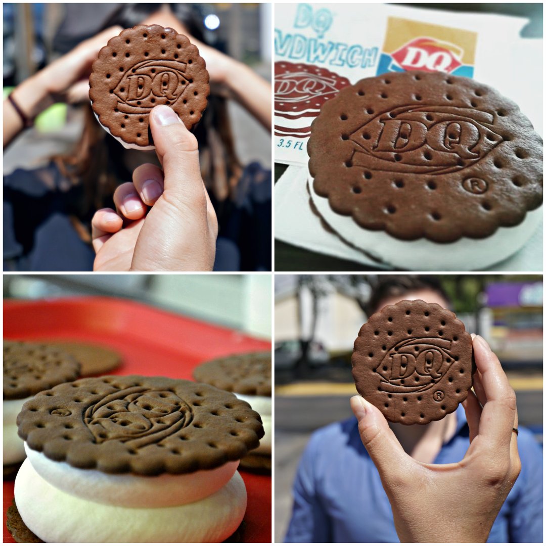 Delicioso y clásico helado entre dos suaves galletas de Chocolate, ¿Qué más  se puedes pedir?🤣 ¡Ven por tu DQ® Sandwich!😋, image size:1080x1080