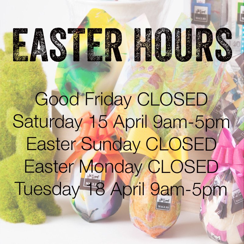 We're closed tomorrow but we are open from 9am-5pm on Saturday for those last minute Easter treats!