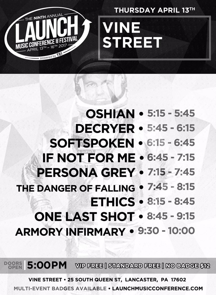 IfNotForMeBand's tweet photo. LANCASTER, PA! We will be playing on Vine St. Tomorrow at 6:45 come say hi and hangout 🤘🏻🤘🏻 #INFM #LAUNCH #LMCF2017 https://t.co/5ptAvnF7pn