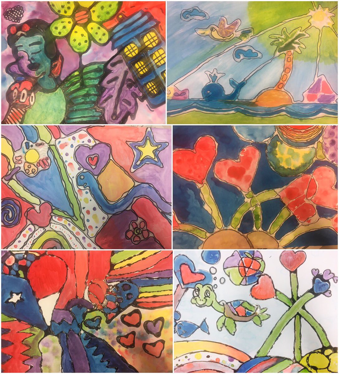 kmcfadzen's tweet photo. Inspired by @brittopopart gr5 has created some beautiful, happy works. #sasart #sasedu #StudioC100 https://t.co/rwtITXABeo