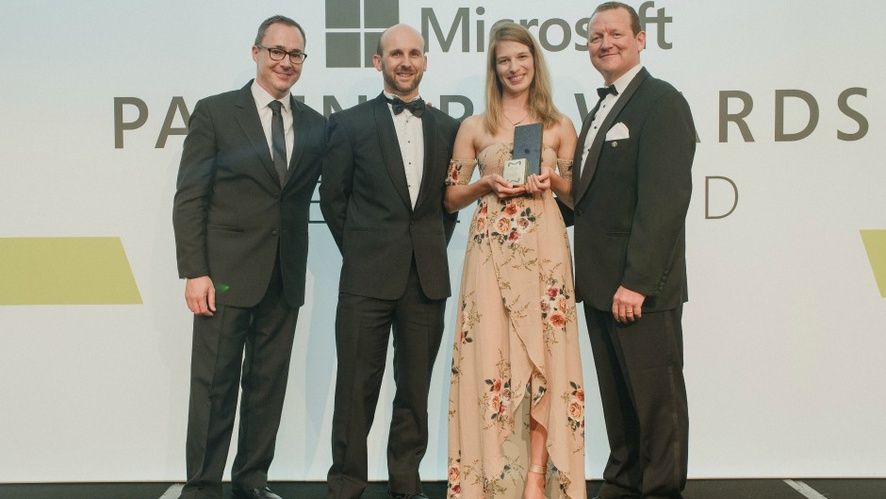TeamCrossware's tweet photo. Peter and Lisa accepting our award from @Microsoftnz at the #nzpartnerawards https://t.co/US3ePKpOi4