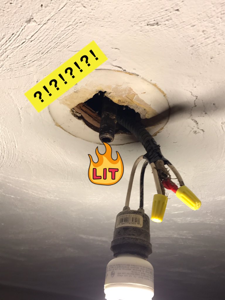 pragerd's tweet image. Fun w a 1908 home - the original gas lines to power lights are really getting in the way of our new trendy light fixture. #ABCHome