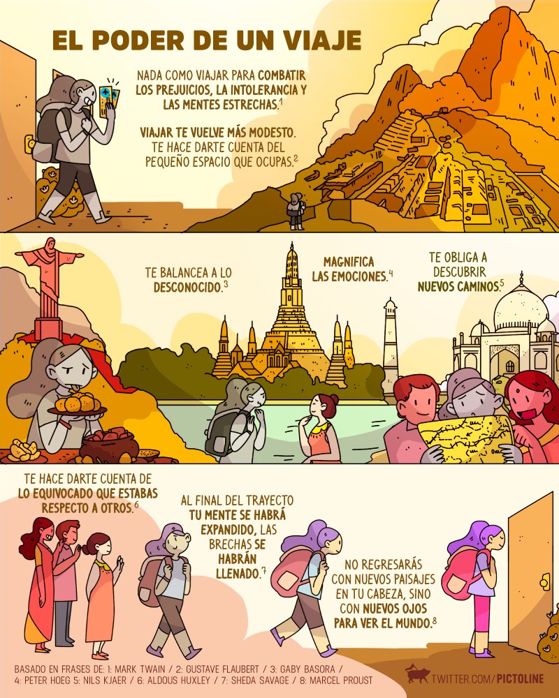 pictoline's tweet image. Pensadores de todas las épocas lo han sabido: viajar es poderoso ❤️🚗🚌🚂✈️