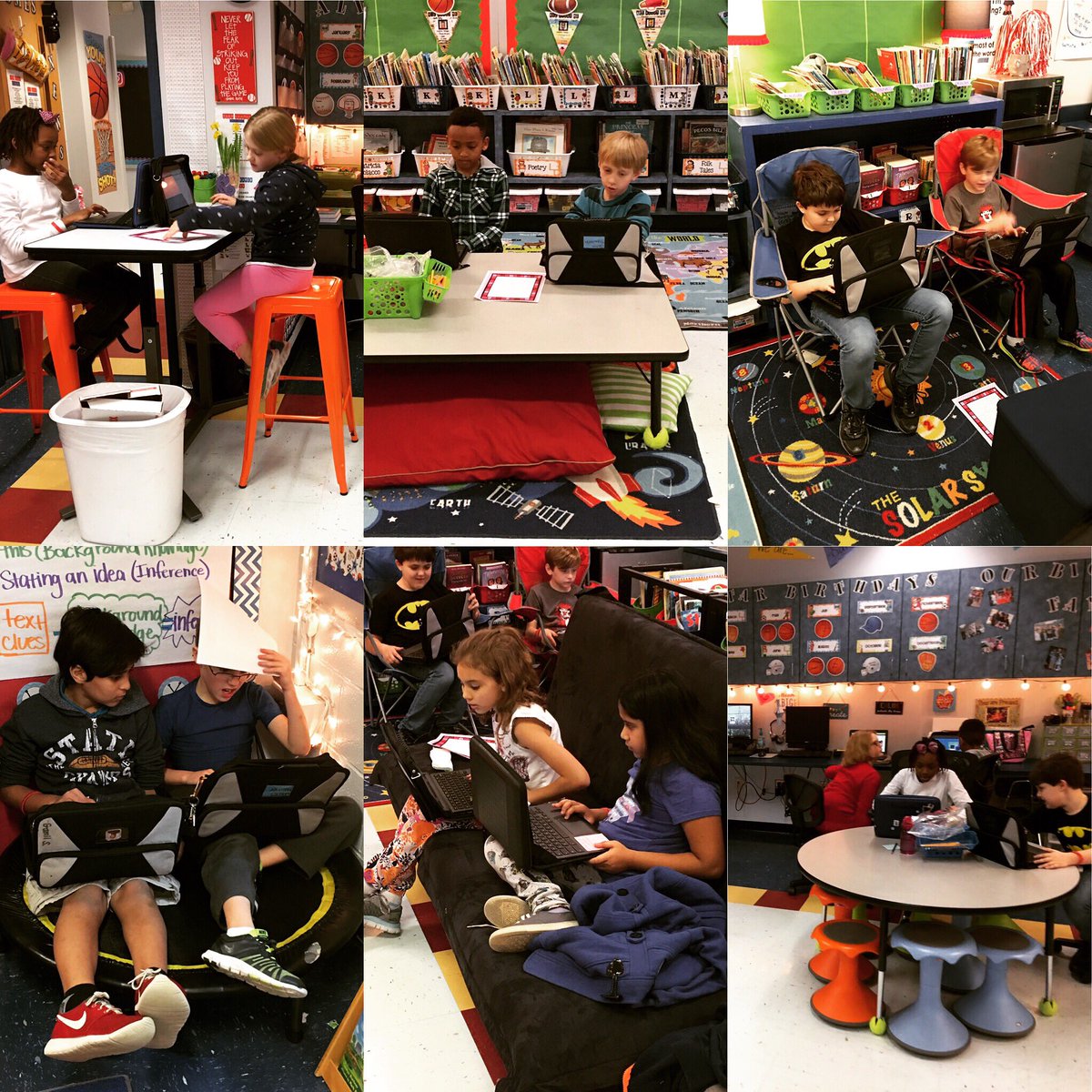 TeamCramer1's tweet photo. "Deskless" for over 2 years 😍  and loving every minute of it! #community #flexibleseating #choices #studentcentered  @DesklessTribe https://t.co/gnXIXF64JS