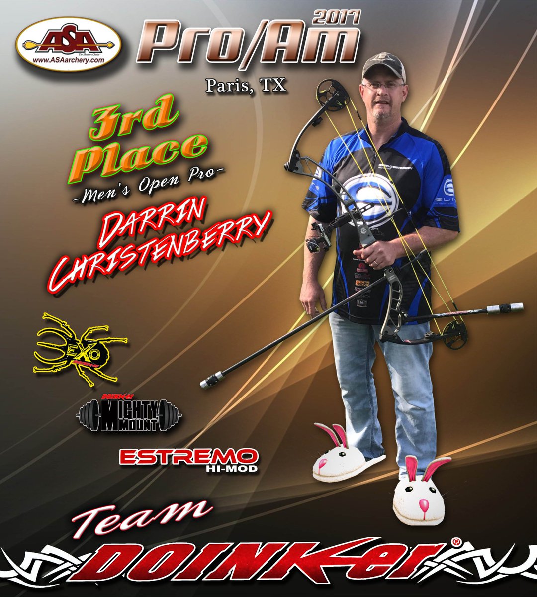 DoinkerStabs's tweet photo. Congratulations to Team Doinker's Darrin Christenberry on his 3rd Place Win at the 2017 Paris Texas ASA Pro/Am! #doinkerarchery #teamdoinker https://t.co/AmGPXdmMpX