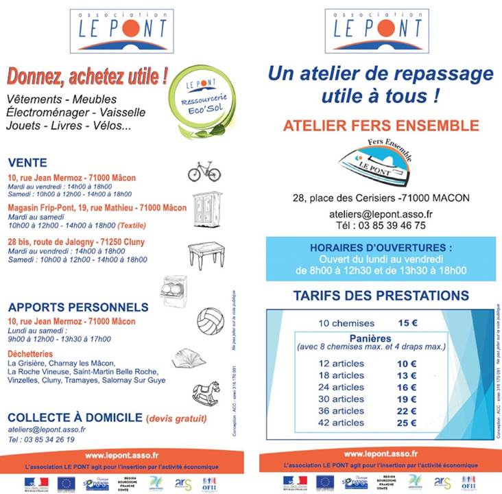 Découvrez les services du Pont dont son atelier d'insertion repasserie "Fers Ensemble" #macon #service #insertion