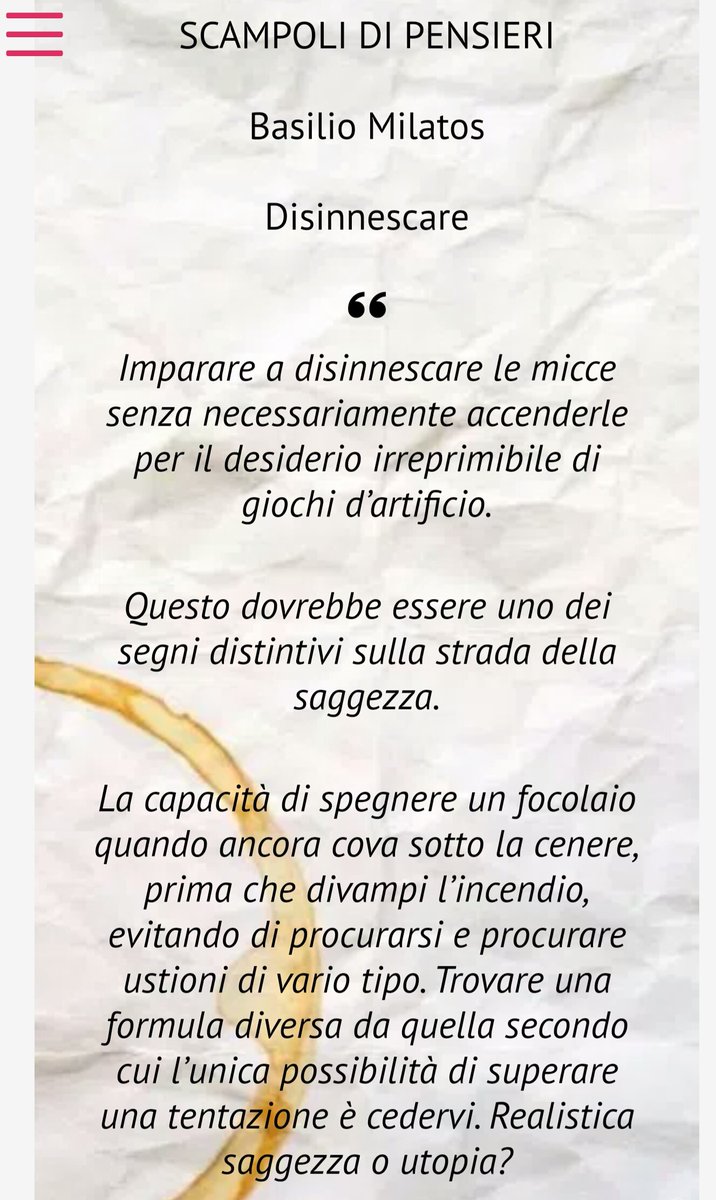 cosedentroefuor's tweet photo. Non è vero che l'unico modo per superare le tentazioni è cedervi. O no??
Scampoli di #Pensieri, #oggi #Facciunsalto
https://t.co/P1C6pdfOwt https://t.co/cBa8sycYP0