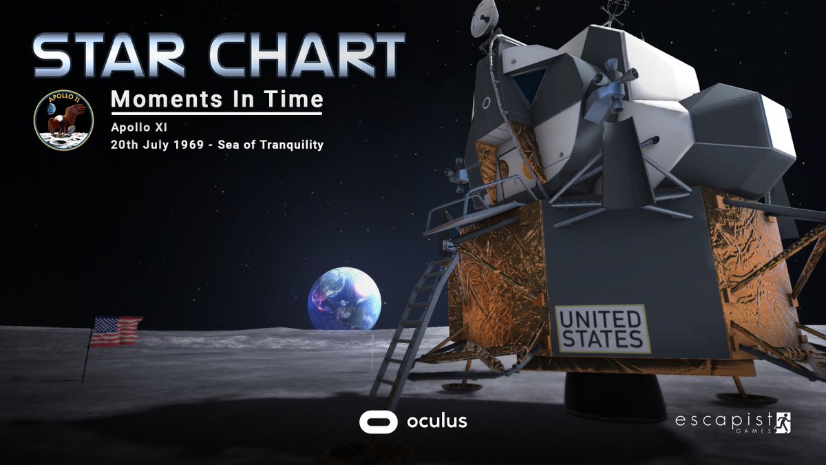 StarChartApp's tweet image. In our latest update on mobile #VR we&apos;ve added a feature called Moments In Time. It includes an #Apollo11 landing scene: