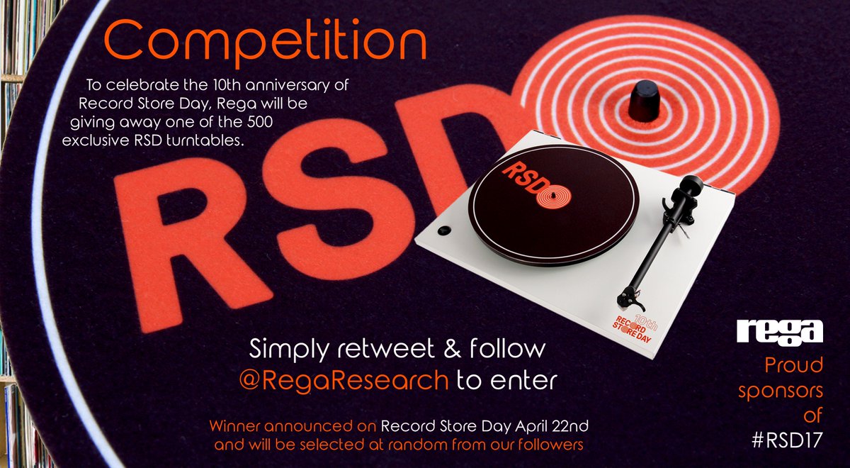RegaResearch's tweet image. To celebrate @RSDUK you could #WIN one of the 500 limited edition @RegaResearch turntables. Simply Follow &amp;amp; RT to enter. #RSD17 #vinyl #rega