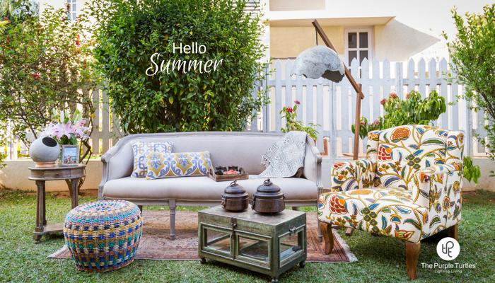 purpleturtlesin's tweet photo. Team up basic and minimal furniture with heavily embroidered accent chair and upcycled pouffe, with Wabi Sabi lights. Hello #summer! #decor https://t.co/o137bksZwC