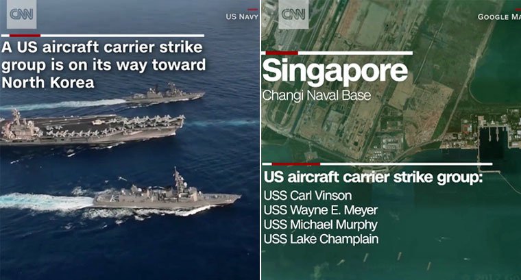 Ο χρήστης Mothership.sg στο Twitter: "US aircraft carrier headed towards  North Korea sailed from Changi Naval Base https://t.co/X1O5f42zy7  https://t.co/wvAsO3Xawj" / Twitter