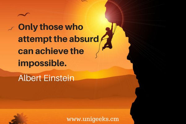 UniGeeksTeam's tweet photo. "Only those who attempt the absurd can achieve the impossible".
- Albert Einstein
#unigeeks #MotivationalQuotes #quotes https://t.co/QrlFVcf4K9