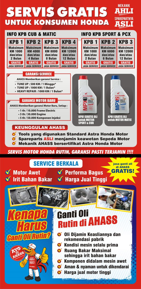 CIPTOMOTORTUBAN's tweet photo. yuk sayangi Sepeda Motor Honda mu dan selalu service kan ke Ahass PT.  Eka Cipto Prima Sentosa https://t.co/bbFJ2WjXba