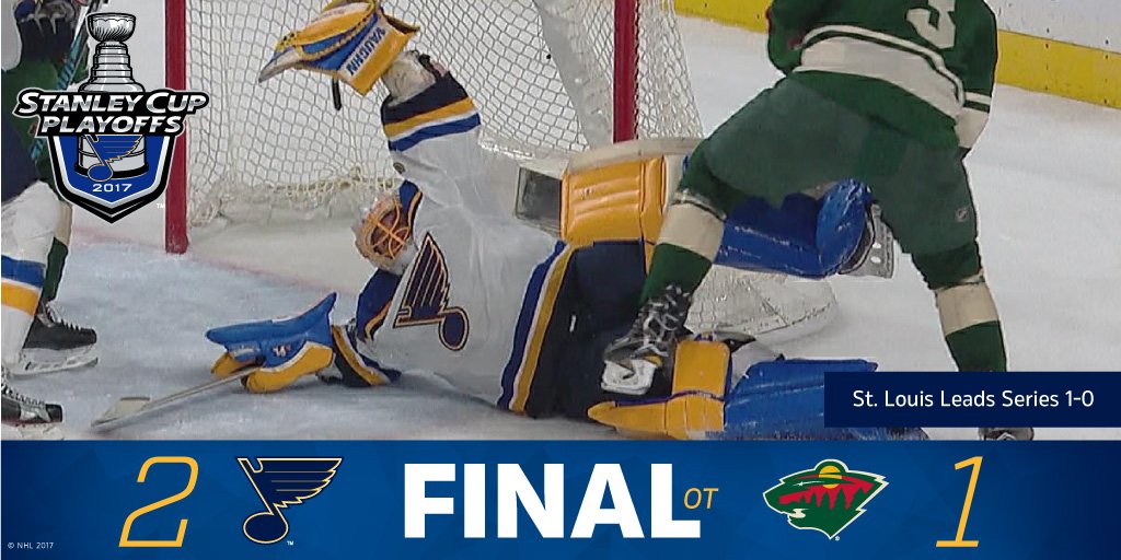 StLouisBlues's tweet image. BLUES WIN!!! Edmundson scores in overtime and Allen stops 51 as the #stlblues take Game 1. #WeAllBleedBlue