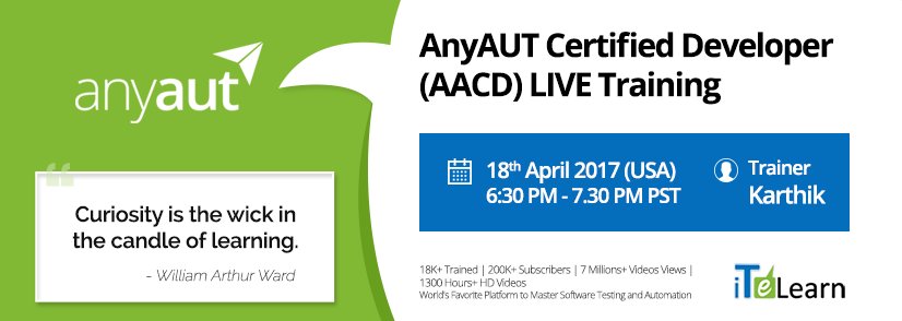 ITeLearn's tweet photo. #AnyAUT, the hybrid #TestingFramework developed by #iTeLearn is gaining wide acceptance within a short span of time.
https://t.co/7Pl0Sb7dyV https://t.co/afcxnu3hWS