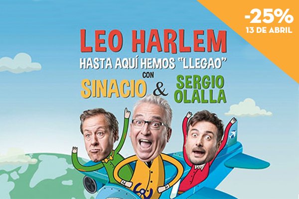 Diverclick's tweet photo. ⛔️ "Hasta Aquí Hemos LLegao" con Leo Harlem 😂
SOLO HOY hasta -25% de descuento si eres de Diverclick!! #teatro #madrid https://t.co/Cr6m5eLS07