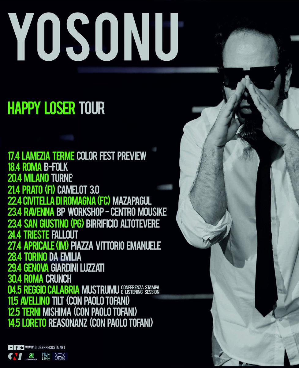 YOSONUproject's tweet photo. let'sgo #yosonu #newalbum #tour #happyloser #calabria #campania #lazio #umbria #toscana #piemonte #lombardia #emiliaromagna #liguria @friuli https://t.co/Q0IRR8xcJu