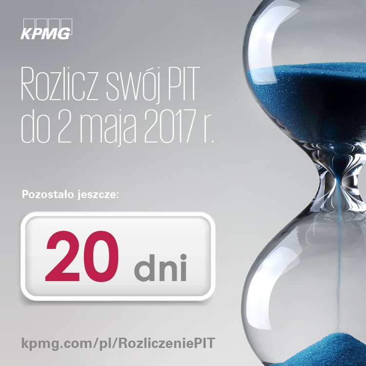 KPMGPoland's tweet photo. Pozostało jeszcze 20 dni na złożenie zeznania podatkowego #PIT2016 #podatki https://t.co/GJBPdqwNql https://t.co/HsYMS4Y35b