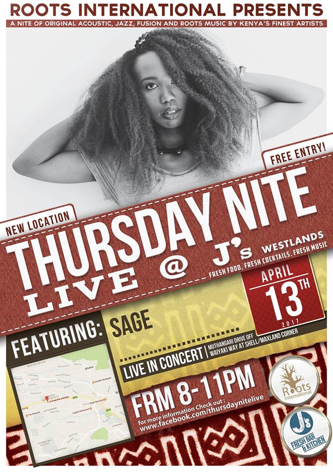 JsFreshKitchen's tweet photo. Come join us tonight for #LiveAtJs with the lovely vocalist & keyboard artist Sage, from 8pm-11pm at J’s Westlands #JsFresh https://t.co/to107XkY6K