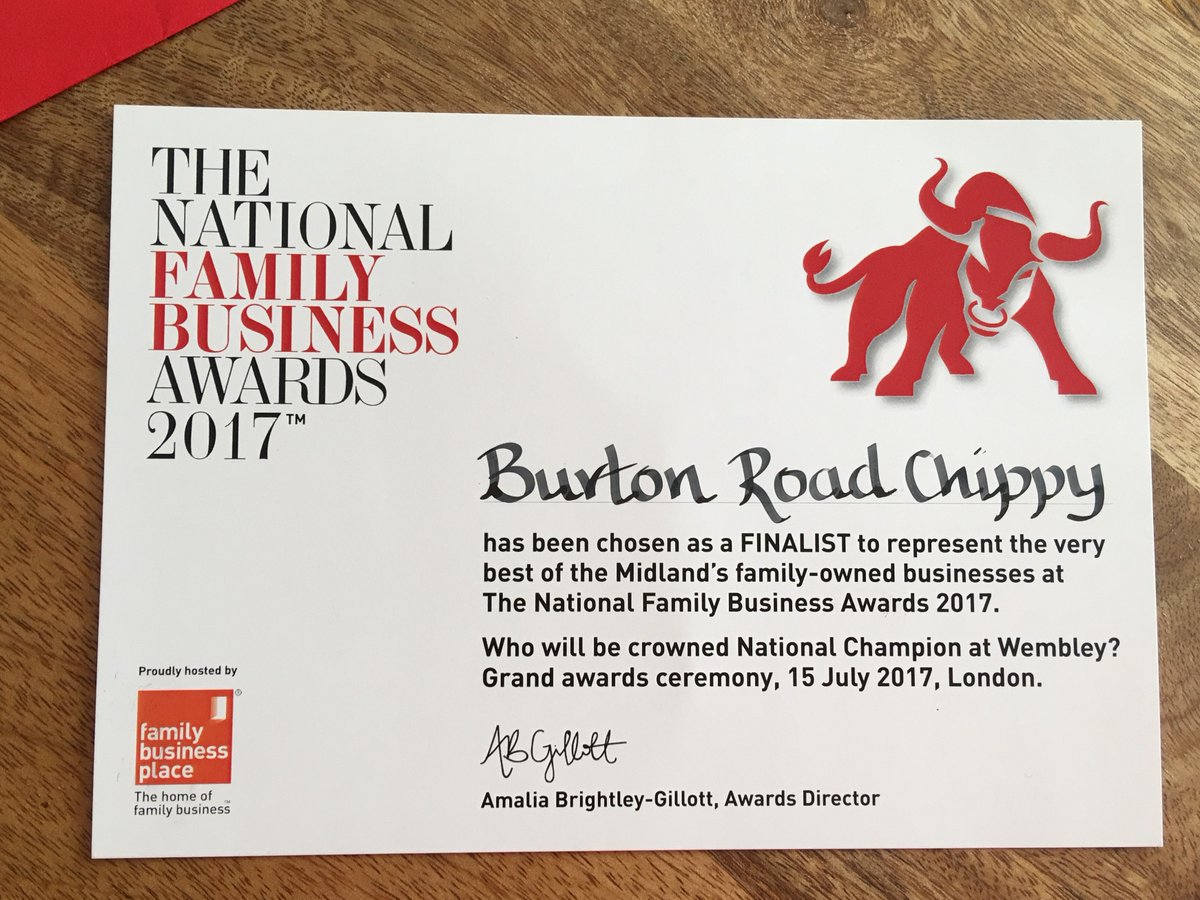 #excitingtimes We have been shortlisted for The National Family Business Awards <a href="/FBPlace/">Football Place 🇵🇸🇸🇩🇨🇩🇱🇧</a> <a href="/NFFF_UK/">NFFF - National Federation of Fish Friers</a> @FishnChipAwards #fishandchips 🐟🍟