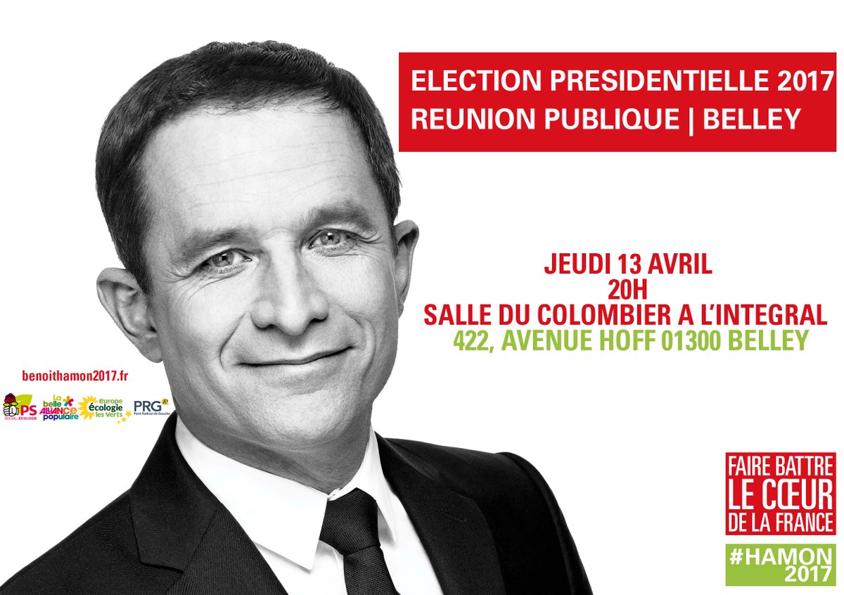 🔴👉Ce soir le PS Bugey sud organise une réunion publique pour #fairebattrelecoeur de Belley! 👇
#Hamon2017
facebook.com/events/2853035…