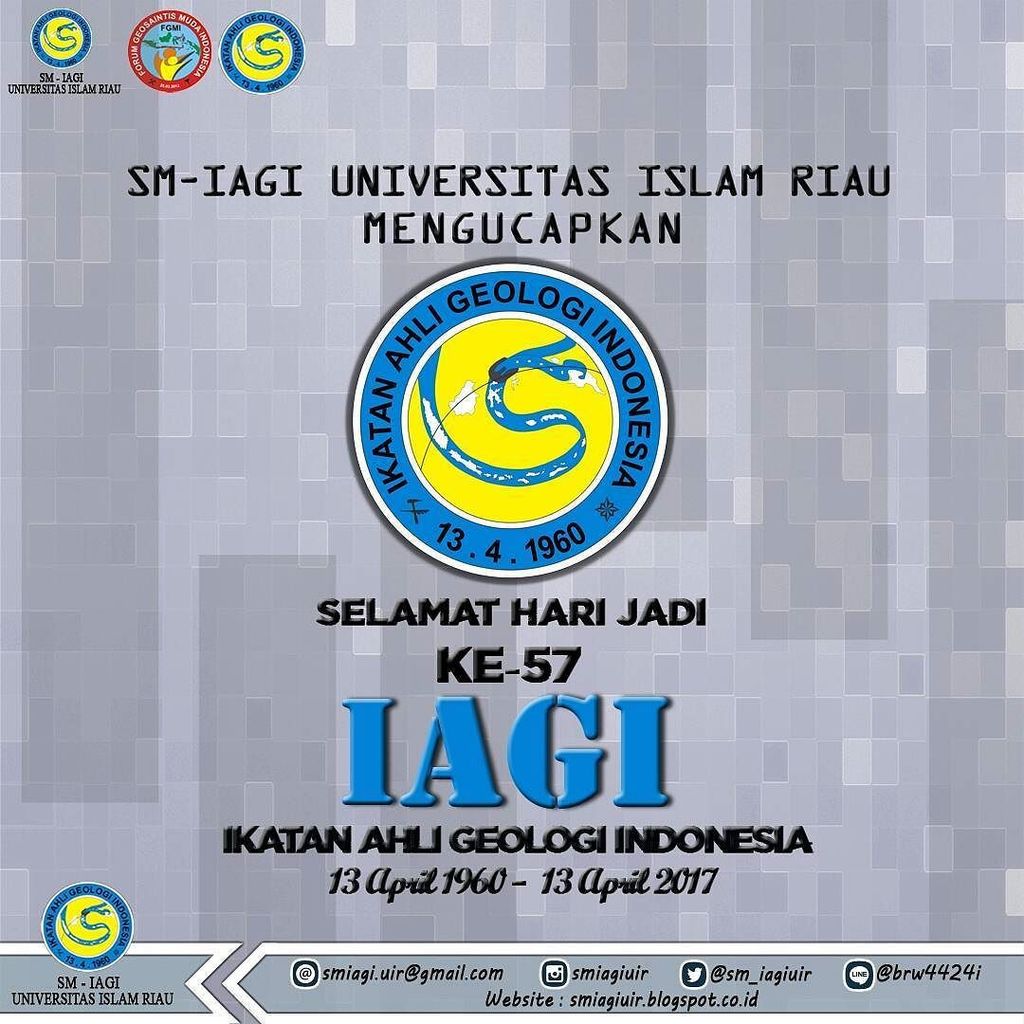 SM-IAGI UNIVERSITAS ISLAM RIAU mengucapkan selamat hari jadi ke-57 kepada Ikatan Ahli Geologi Indonesia

Semoga or… ift.tt/2nIdzZE